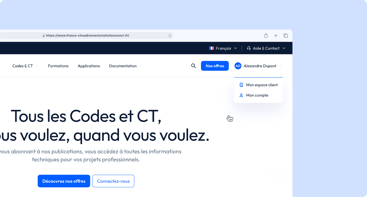 Page d'accueil de la plateforme France Chaudronnerie Solutions dans un navigateur