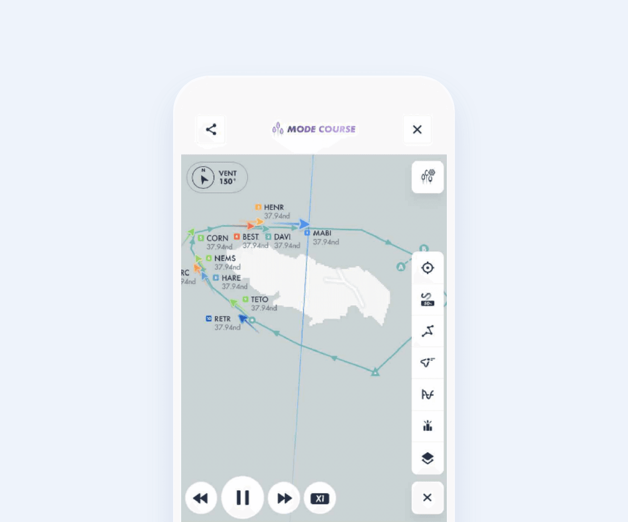Écran du mode course de l’application Surlo